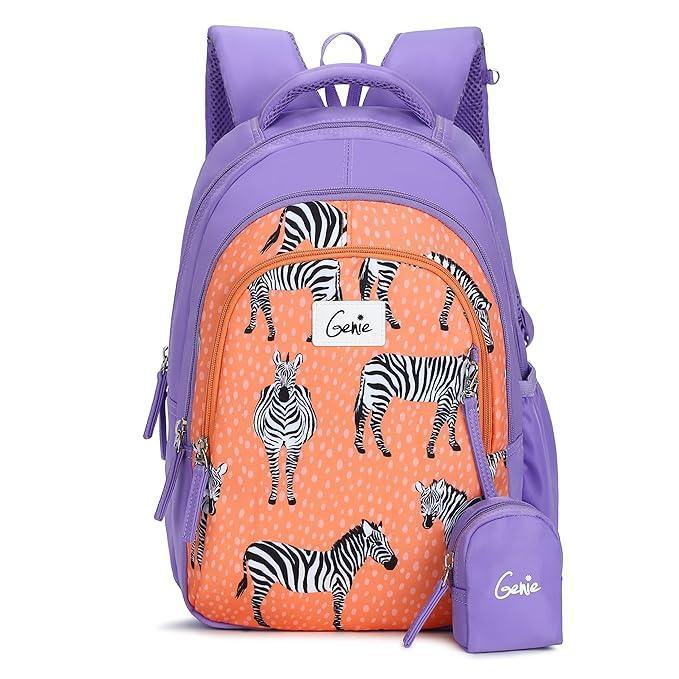 Genie Valerie 15-Inch Kids Backpack – Cute, Colorful, Lightweight & Water-Resistant with Happy Pouch - Jaiman Toys