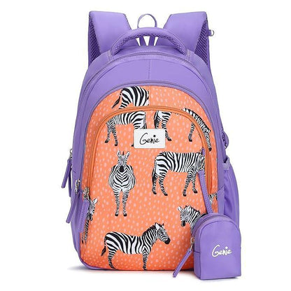 Genie Valerie 15-Inch Kids Backpack – Cute, Colorful, Lightweight & Water-Resistant with Happy Pouch - Jaiman Toys