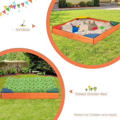 Plum Junior Wooden Sand Pit for Kids | Outdoor Sandbox with Colour Seat