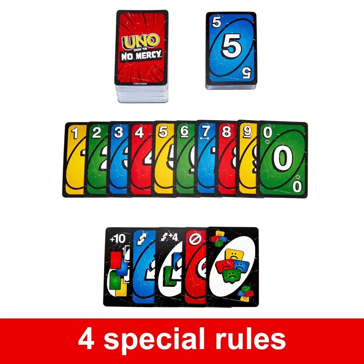 Mattel Games UNO Show ‘em No Mercy Card Game for Kids, Adults & Family Parties and Travel with Extra Cards, Special Rules and Tougher Penalties. - Jaiman Toys