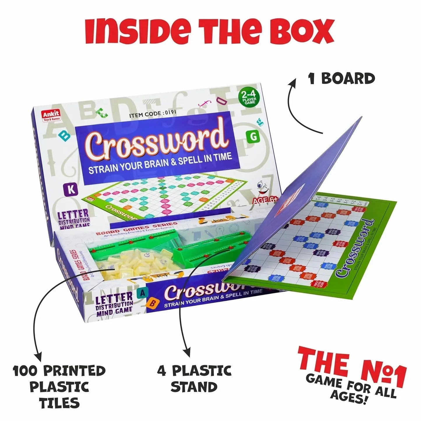 Ankit Toys Crossword Board Game – 38×38 cm Word-Building Game for Kids & Families