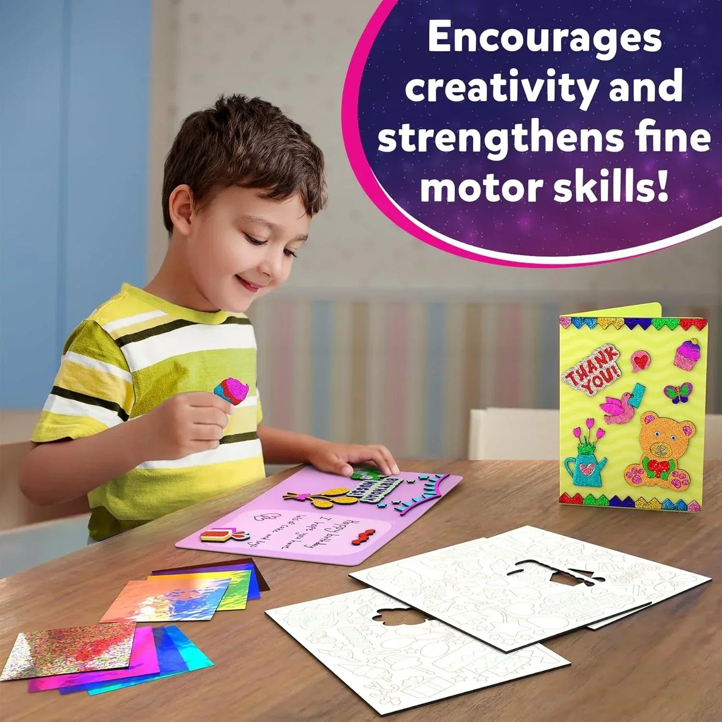 Skillmatics Art & Craft Activity-Foil Fun Card Making Set, No Mess Art for Kids, Craft Kits & Supplies, DIY Creative Activity, Gifts for Girls & Boys Ages 4, 5, 6, 7, 8, 9, Travel Toys - Jaiman Toys