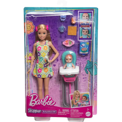Barbie Skipper Doll & Playset with Accessories, Babysitting Set Themed to Mealtime, Color-Change Toy Play - Jaiman Toys