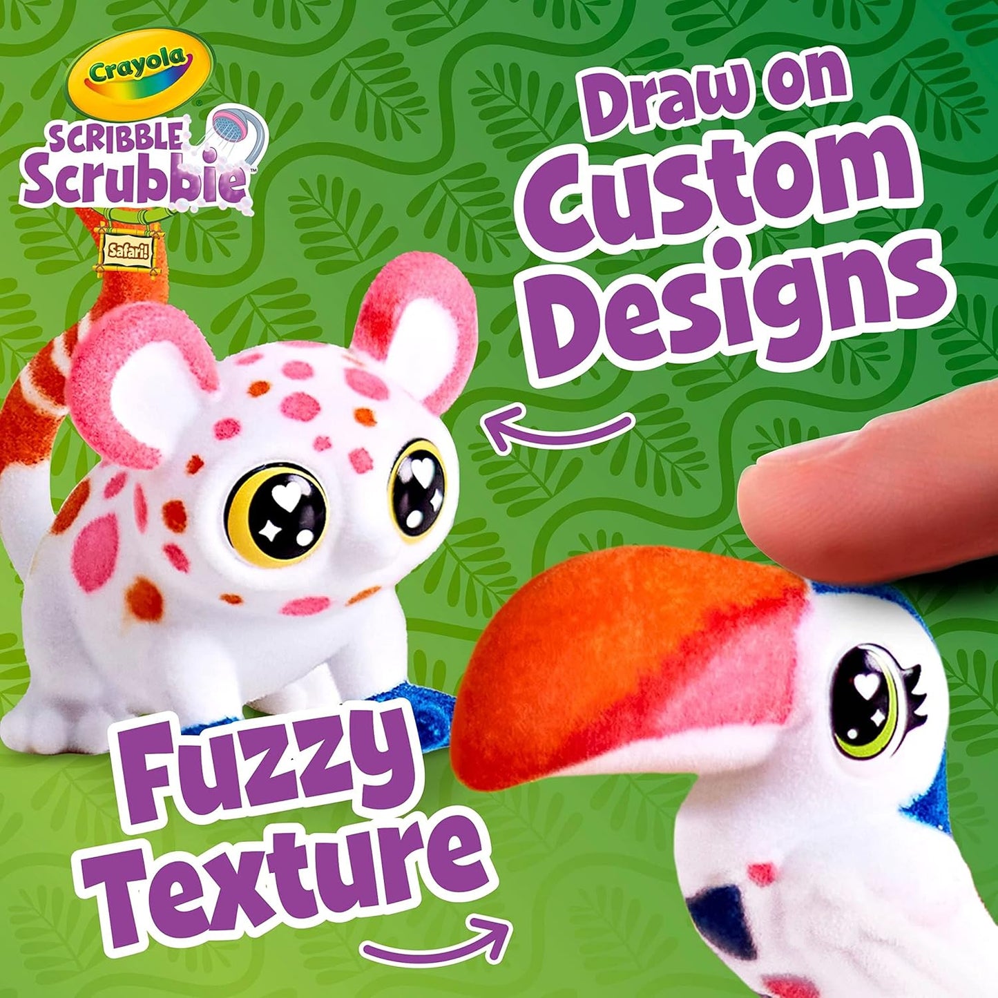Crayola Scribble Scrubbie Pets Safari Treehouse Playset, Flocked Color and Wash Jungle Pets, Washable Markers, Stickers, Tub, Brush, Carry Case with Storage,3+