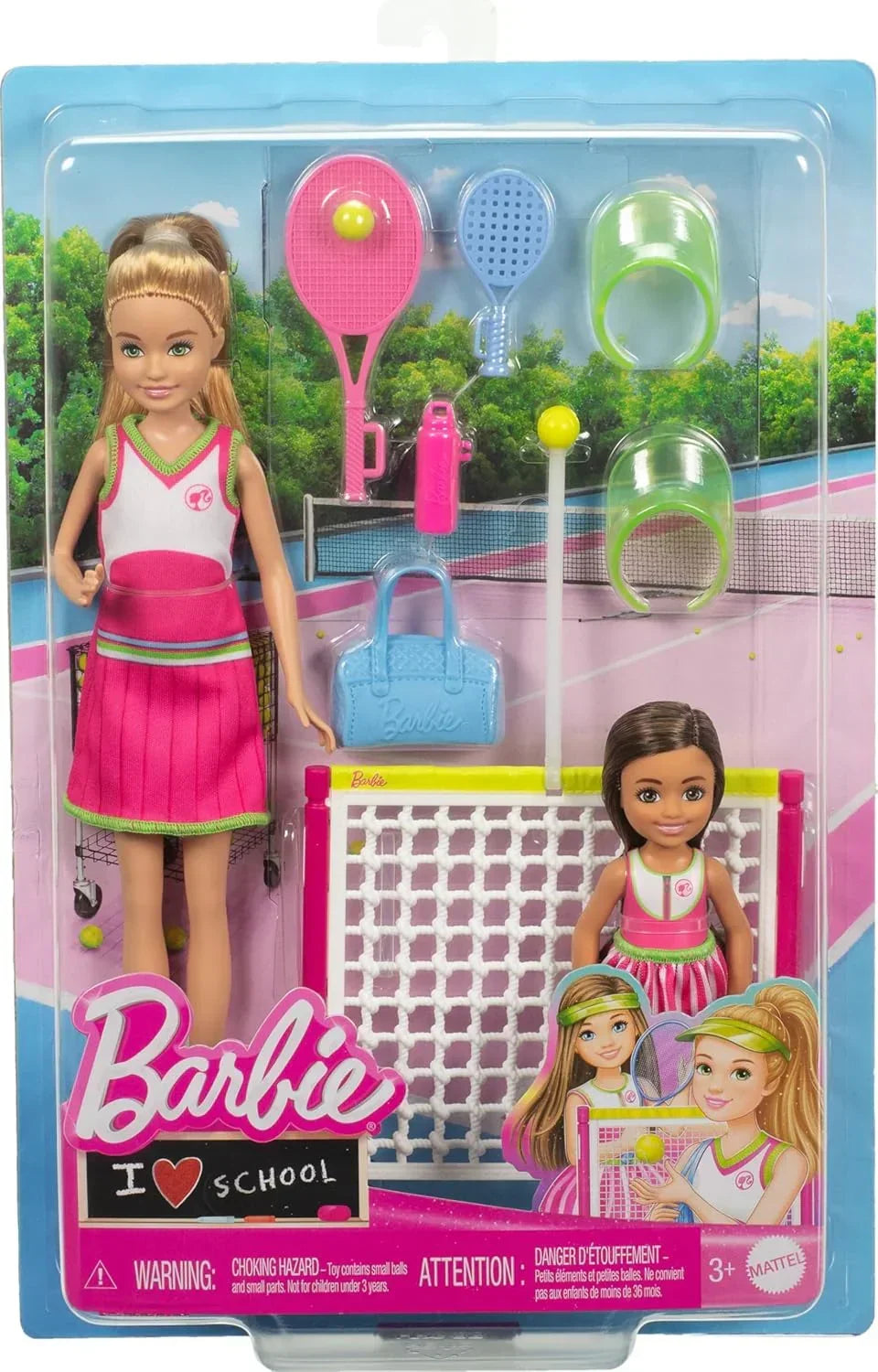 Barbie Stacie & Chelsea Tennis Playset with 2 Dolls & 5+ Accessories Including Net with Swinging Ball Feature & Sports Gear - Jaiman Toys