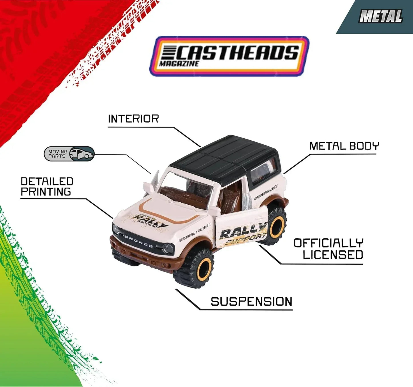 Majorette CastHeads Die-Cast Car Set (5 Cars) | Off-Road & Rally Vehicles | Metal Body | 1:64 Scale | 3+ Years
