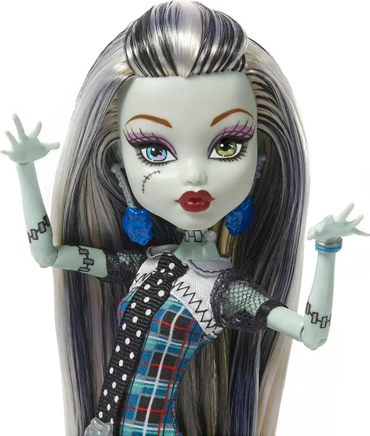 Monster High Frankie Stein Reproduction Doll (10.5 in) Wearing Original Fashion &amp; Shoes, with Pet, Doll Stand &amp; Accessories, Gift for Collectors - Jaiman Toys