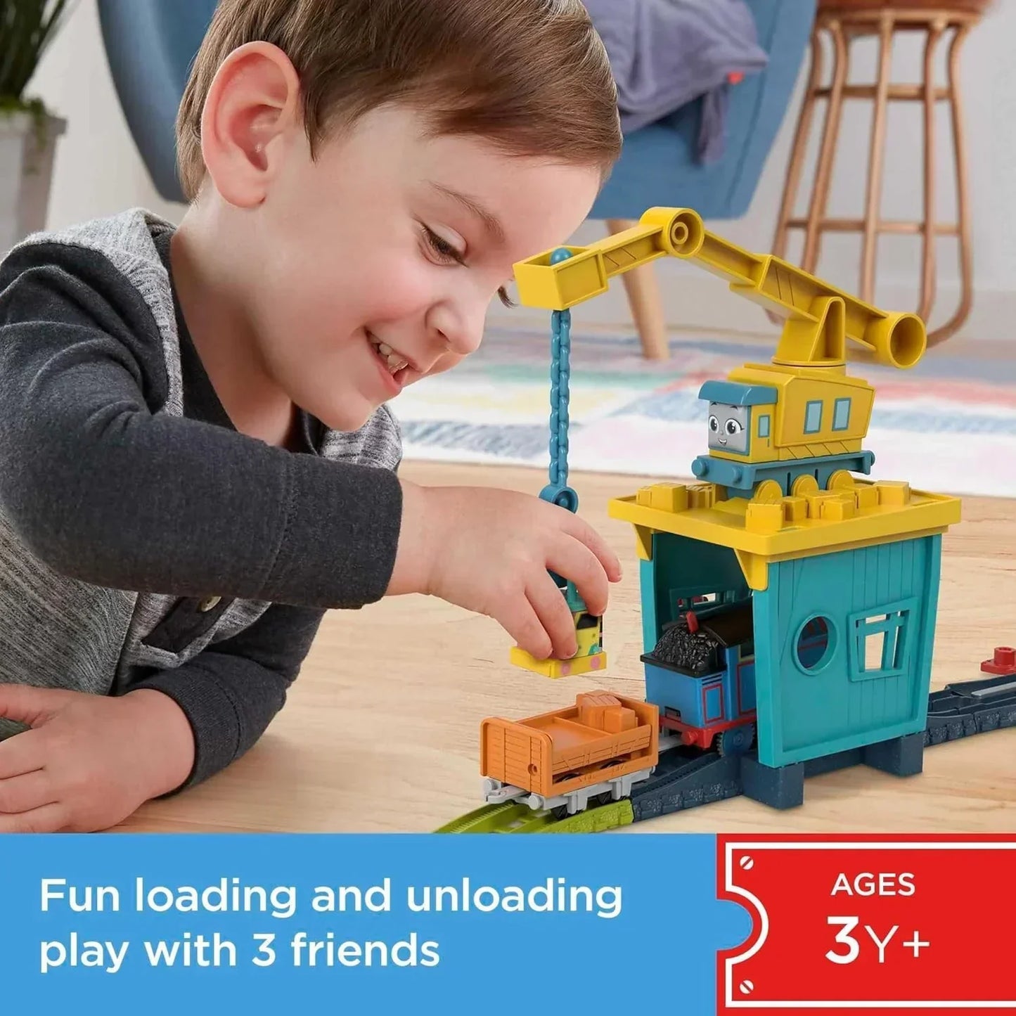 Thomas Friends Motorized Toy Train Set Fix em Up Friends with Carly the Crane, Sandy the Rail Speeder Thomas for Preschool Kids Ages 3 Years-HDY58