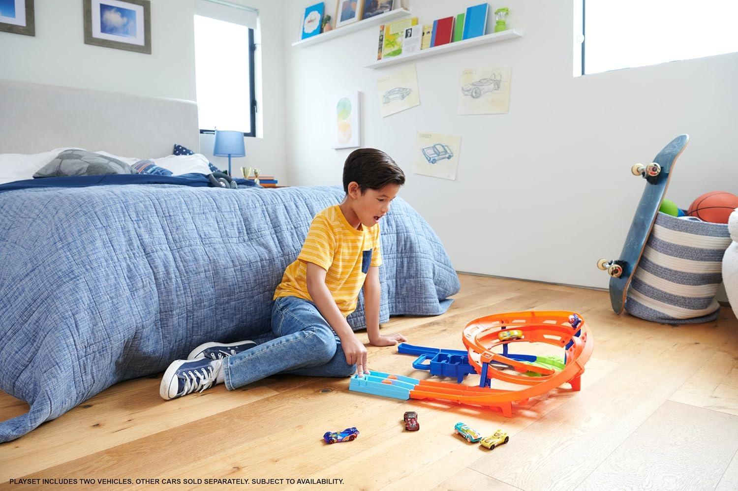 Hot Wheels Extreme Loop Circuit Set – 2 Cars, High-Speed Loops, Easy Storage! - Jaiman Toys