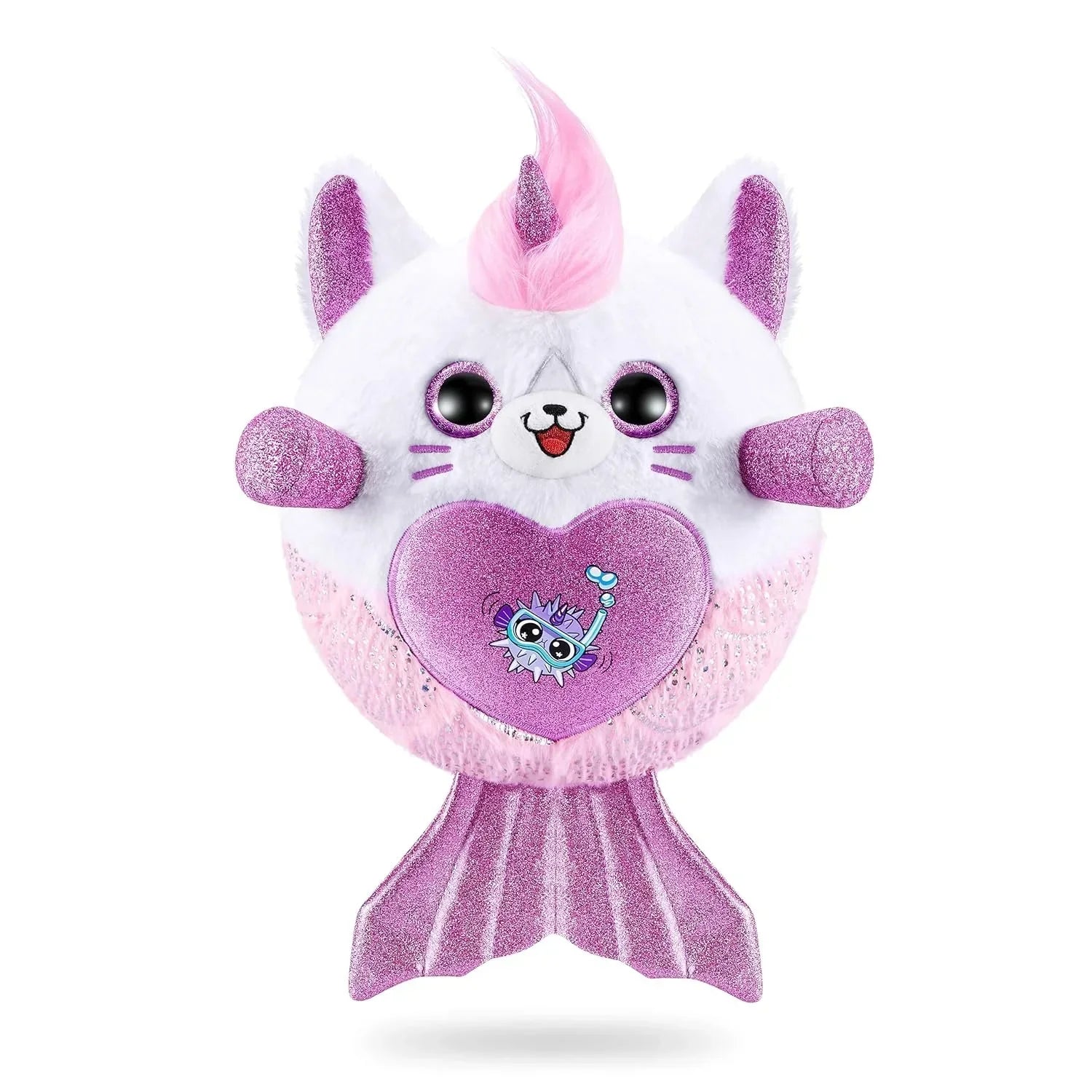 Rainbocorns Mermaidcorn Series 7 Kitten - Collectible Plush - Mermaid Surprises, Cuddle Plush Stuffed Animal, Stickers, (Kitten) - Jaiman Toys