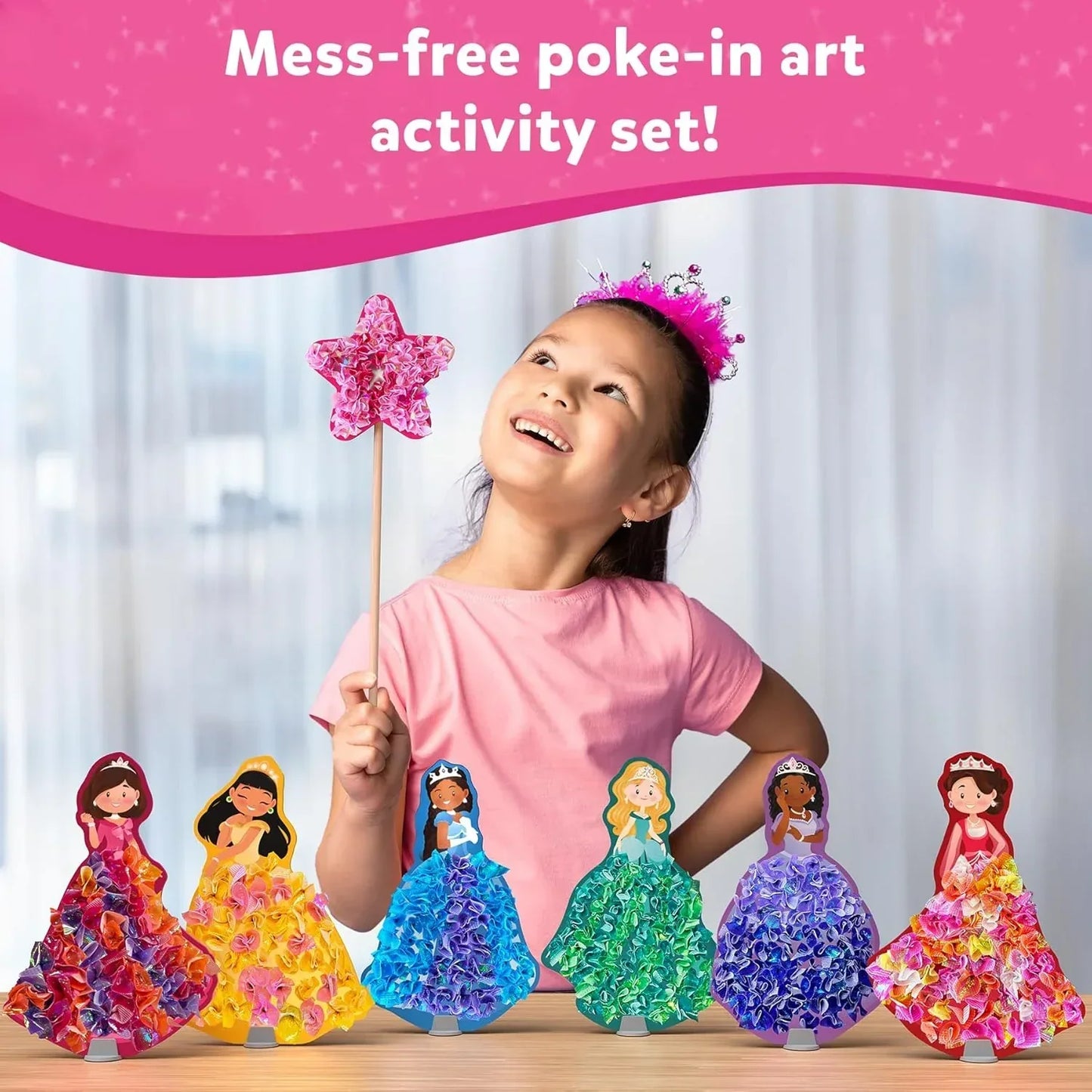 Skillmatics Art & Craft Activity - Poke-in Art Magical Princesses, Mess-Free Art for Kids, DIY Craft Kits, Creative Activity, Fine Motor Skills, Gifts for Girls & Boys Ages 4, 5, 6, 7, 8, 9 - Jaiman Toys