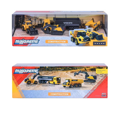 Majorette Volvo Construction Die-Cast Vehicle Set (5 Vehicles) | Official Volvo Machines | Metal Body | 1:64 Scale | 3+ Years