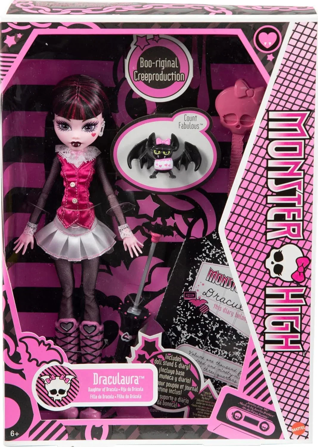 Monster High™ Draculaura Reproduction Doll (10.5 in) Wearing Original Fashion & Shoes, with Pet, Doll Stand & Accessories, Gift for Collectors - Jaiman Toys