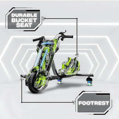 Uboard 3-Wheel Drifter for Kids 6+: LED Lights, Bluetooth, Front Disc Brakes - Jaiman Toys