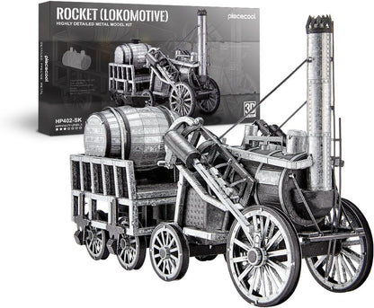 Piececool 3D Metal Puzzle Rocket Locomotive Steam Train Model – 175 Pieces – Level 3 Difficulty – Stainless Steel DIY Model Kit- AGE16+