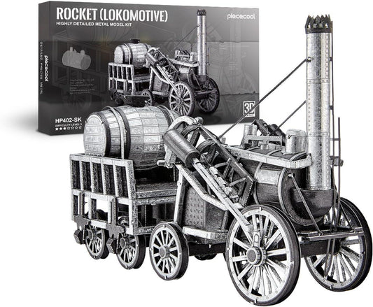 Piececool 3D Metal Puzzle Rocket Locomotive Steam Train Model – 175 Pieces – Level 3 Difficulty – Stainless Steel DIY Model Kit- AGE16+