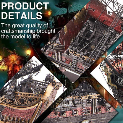 Piececool 3D Metal Puzzle Queen Anne’s Revenge Pirate Ship Model – 439 Pieces – Level 5 Difficulty – Stainless Steel DIY Model Kit- Age16+