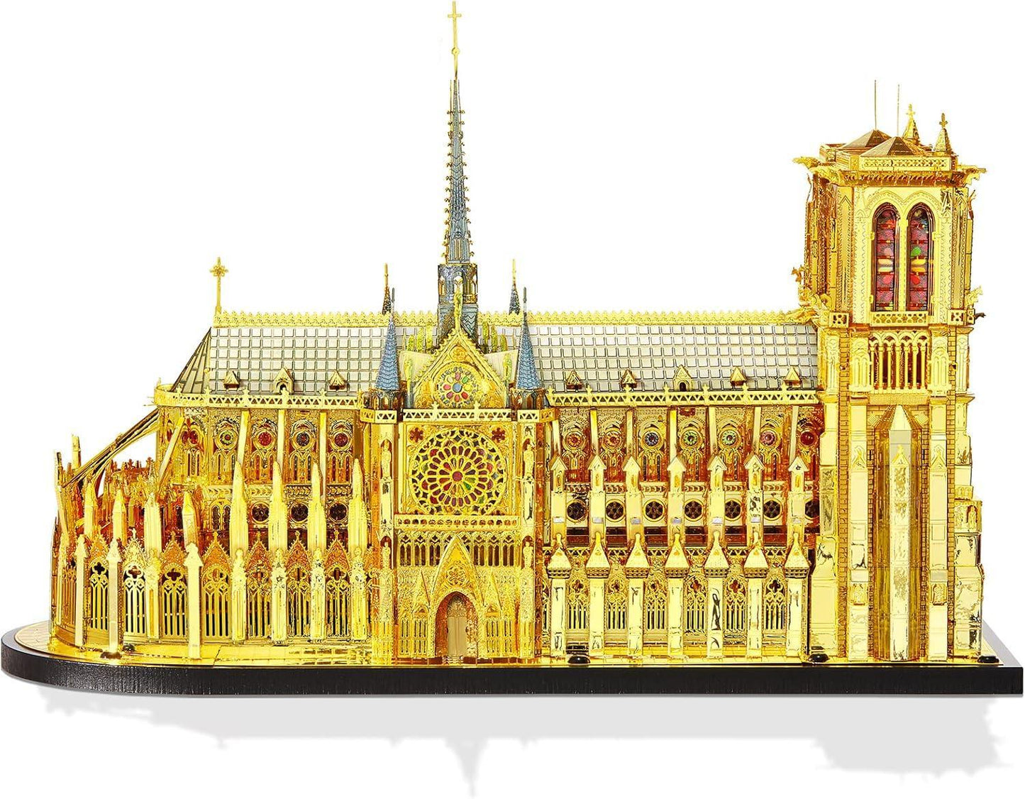 Piececool 3D Metal Puzzle Notre-Dame de Paris (Large Gold Edition) – 384 Pieces – Level 5 Difficulty – Stainless Steel DIY Architecture Model-Age 14+
