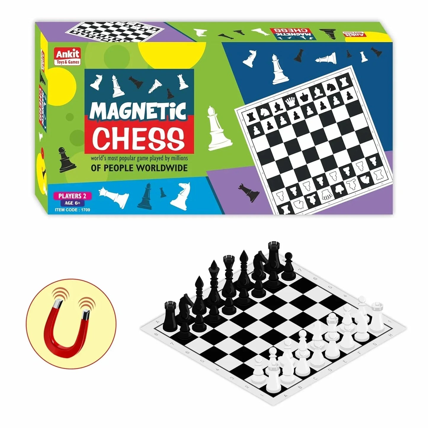 Ankit Toys Magnetic Chess 12" – Portable Travel Chess Set for Kids & Adults