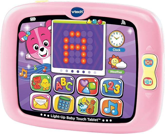 VTech Light-Up Baby Touch Tablet | Interactive Learning Tablet with Lights, Sounds, Music, Letters, Numbers & Pretend Apps | Pink
