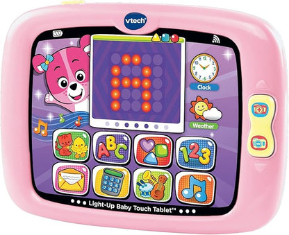VTech Light-Up Baby Touch Tablet | Interactive Learning Tablet with Lights, Sounds, Music, Letters, Numbers & Pretend Apps | Pink