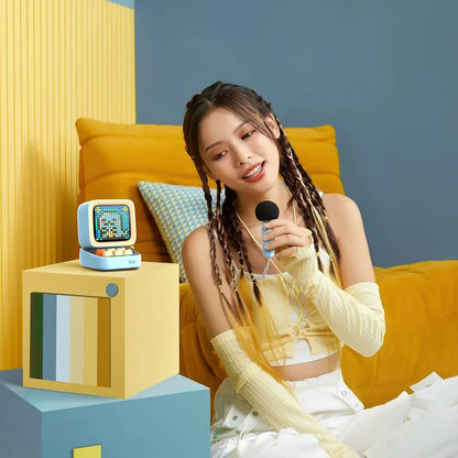 Divoom Ditoo-Mic Bluetooth Speaker with Karaoke Microphone - RGB Keyboard and Pixel Display Desktop Decor, Different Sound Modes, Ideal Gifts for Home Party...