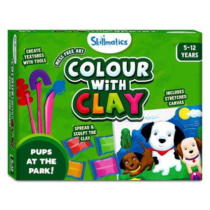 Skillmatics Art & Craft Kit - Colour with Clay, No Mess Art, Create A Clay Canvas of Pups at The Park, Gifts for Ages 5 to 12 - Jaiman Toys
