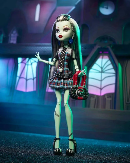 Monster High Frankie Stein Reproduction Doll (10.5 in) Wearing Original Fashion &amp; Shoes, with Pet, Doll Stand &amp; Accessories, Gift for Collectors - Jaiman Toys