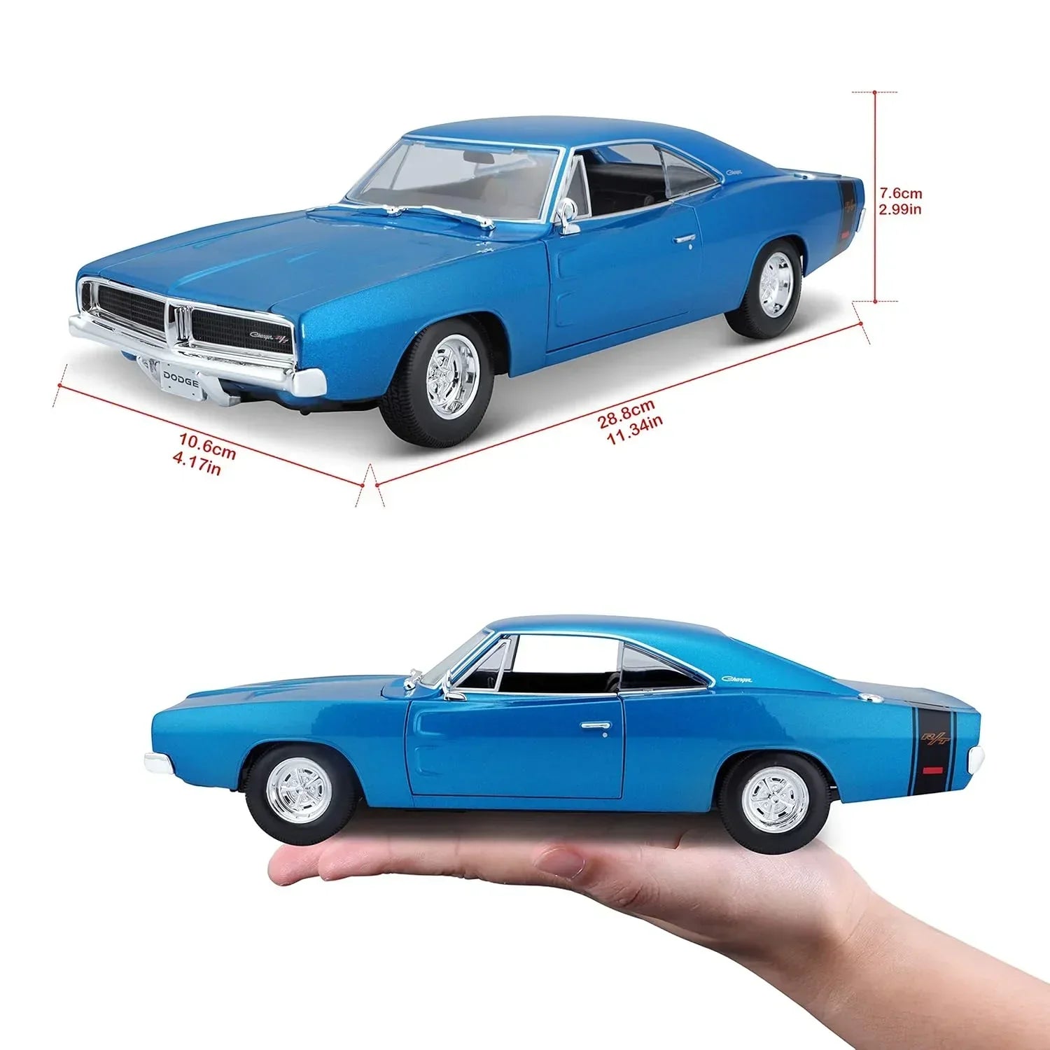 Diecast Car, Maisto 1969 Dodge Charger R/T Die-Cast Model 1:24 Scale Collectible - Jaiman Toys