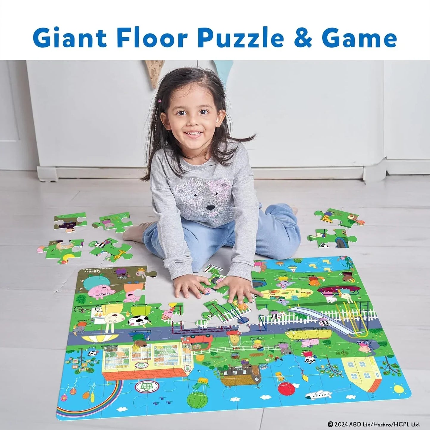 Skillmatics Peppa Pig Floor Puzzle & Game - Piece & Play, Jigsaw & Toddler Puzzles, Educational Toy, Gifts for Girls & Boys Ages 3, 4, 5, 6, 7 (48 Pieces, 3 x 2 feet) - Jaiman Toys