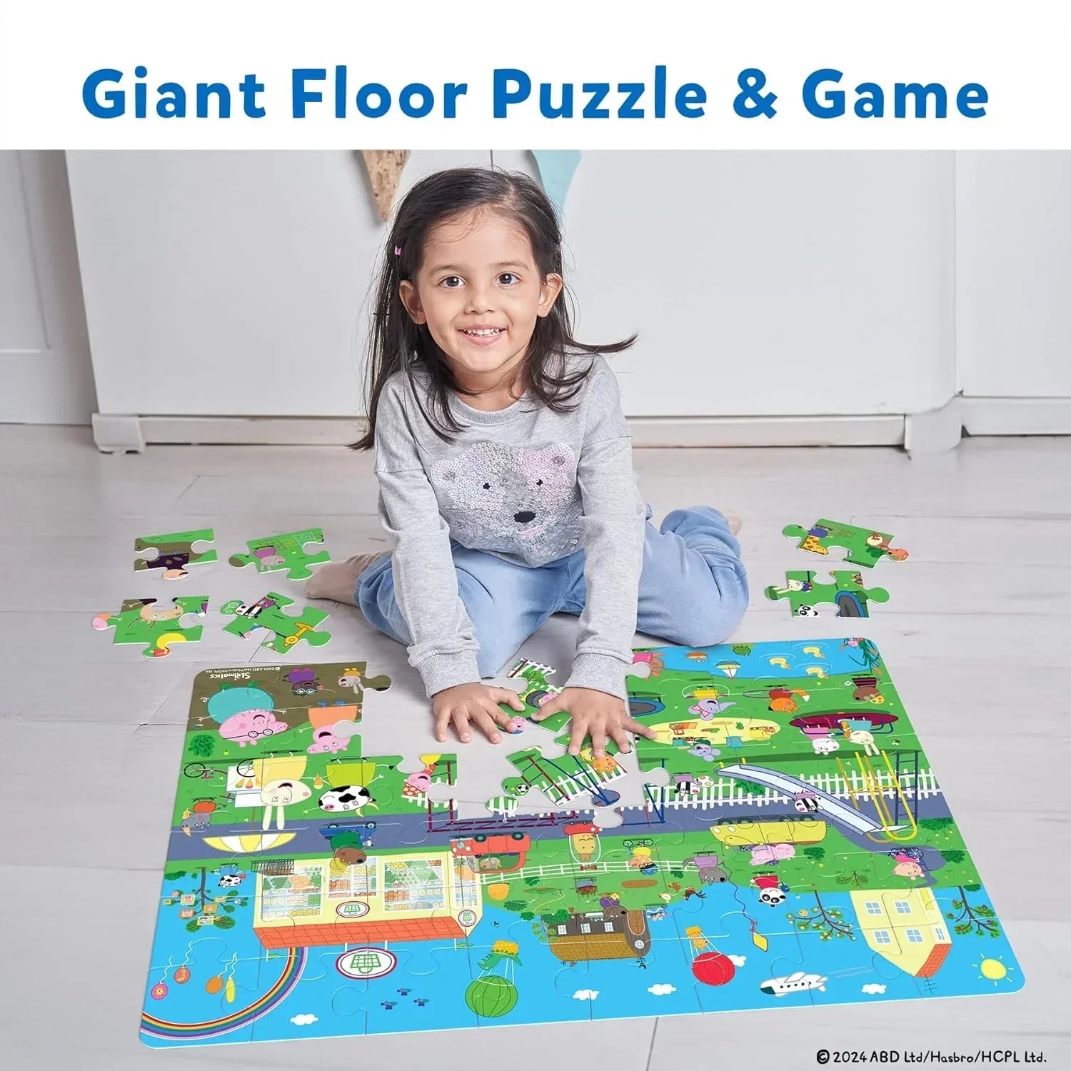 Skillmatics Peppa Pig Floor Puzzle & Game - Piece & Play, Jigsaw & Toddler Puzzles, Educational Toy, Gifts for Girls & Boys Ages 3, 4, 5, 6, 7 (48 Pieces, 3 x 2 feet) - Jaiman Toys