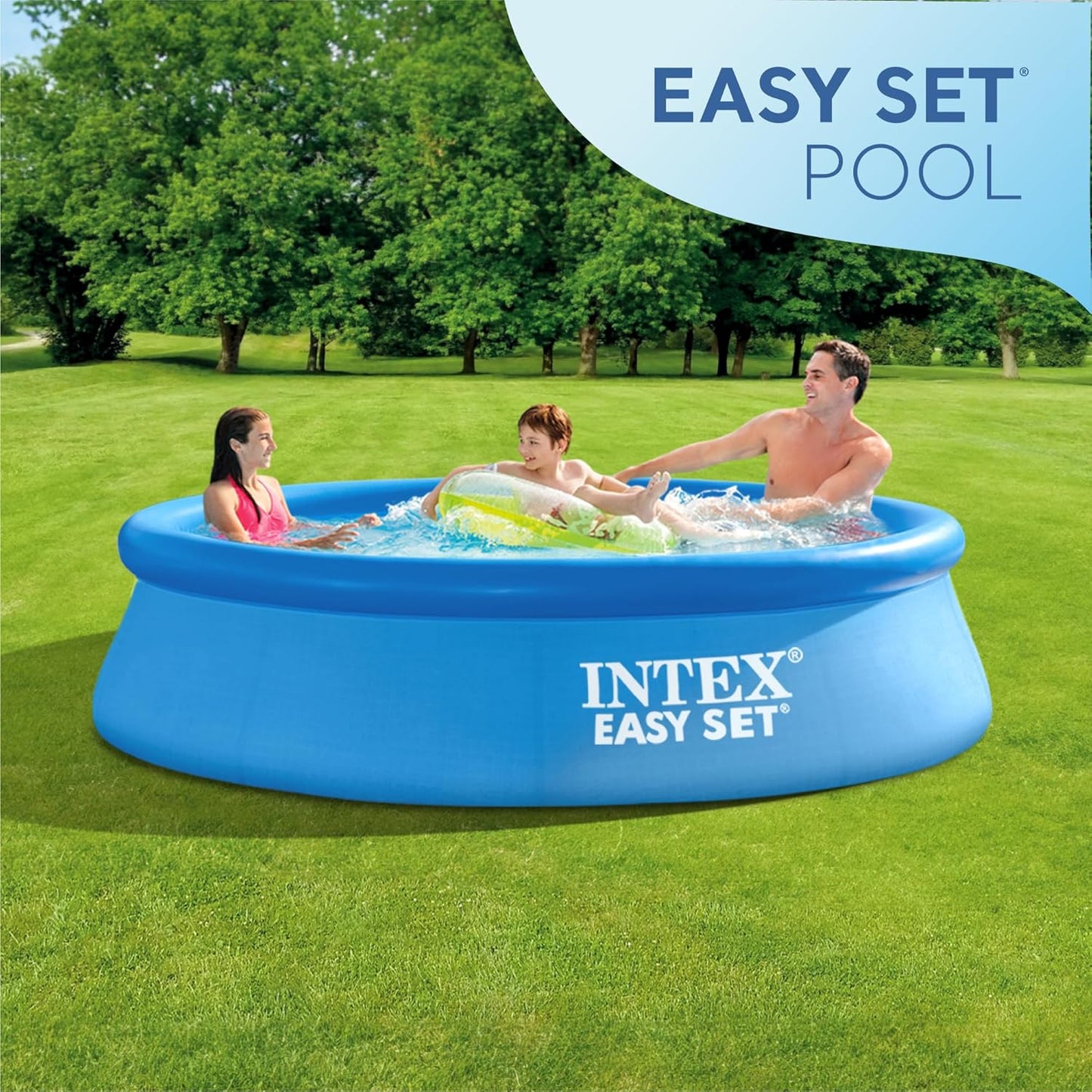 Intex Easy Set Swimming Pool 28130 – 12 ft x 30 in (366 × 76 cm) Inflatable Family Pool | Quick Setup Backyard Pool