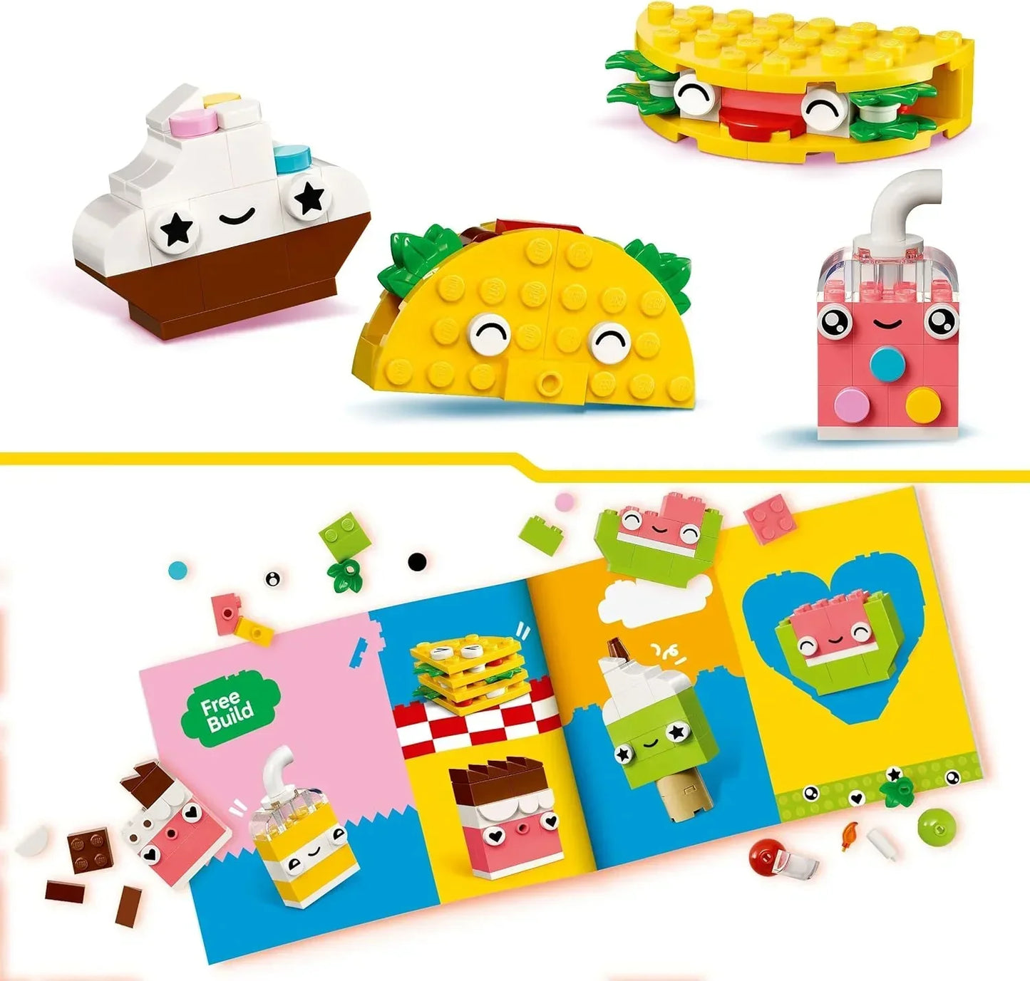 LEGO Classic 11039 Creative Food Friends Playset, Creative Role-Play Toy for Boys and Girls, Assorted Bricks to Build a Cupcake, Ice Cream, Avocado & Taco, Building Set for Kids Aged 4 and Over