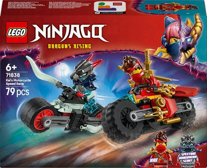 LEGO NINJAGO 71838 Kai’s Motorcycle Speed Race | Dual Ninja Bike Playset for Kids 6+ | Kai & Wyldfyre Racing Toy