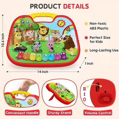 FiveStar Infant Animal Reading Piano – Interactive Baby Toy with Lights, Sounds & 3 Learning Modes | Educational Gift for Toddlers - Jaiman Toys