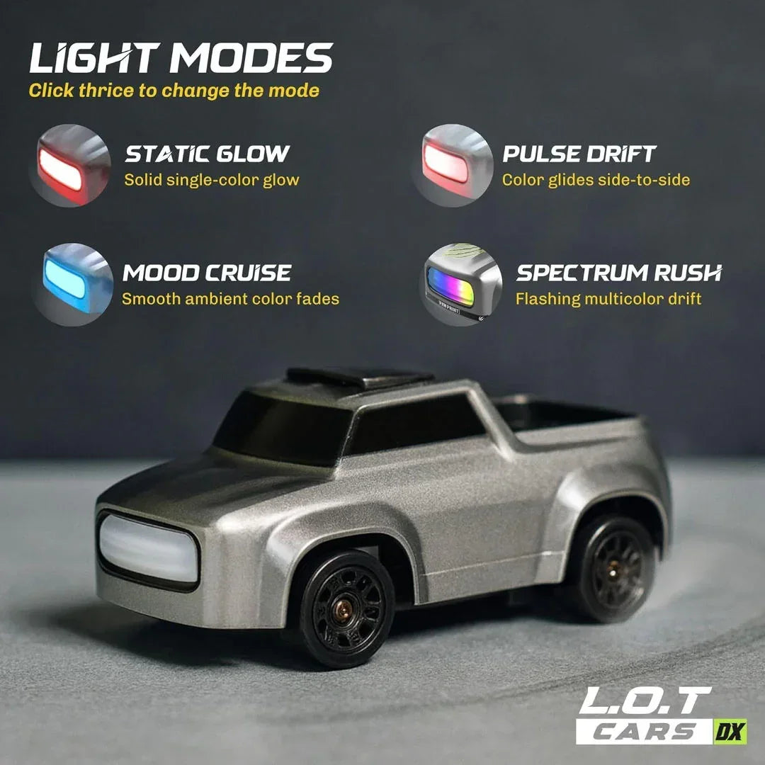 Mini 4WD Q197 1:64 Scale LED Drift RC Car – 2.4GHz Remote Control, Type-C Fast Charge, Adjustable Drift Modes (Grey)