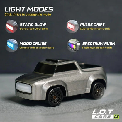 Mini 4WD Q197 1:64 Scale LED Drift RC Car – 2.4GHz Remote Control, Type-C Fast Charge, Adjustable Drift Modes (Grey)