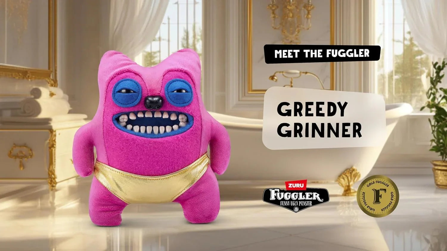 Gold Fuggs by ZURU Funny Ugly Monster, Plush, Collectible, Toy (Greedy Grinner - Pants) - Jaiman Toys