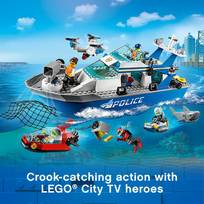 LEGO City Police Patrol Boat 60277 Building Kit (276 Pcs),Multicolor