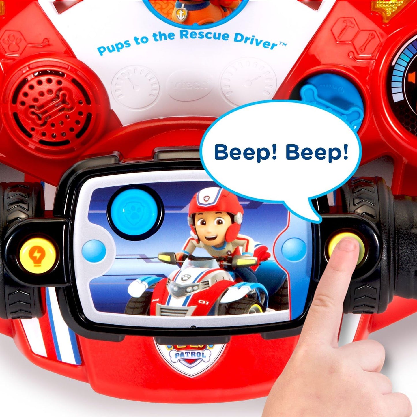 VTech PAW Patrol Pups to the Rescue Driver | Interactive Pretend Driving Dashboard with Lights, Sounds, Character Missions & Educational Learning Toy | Red