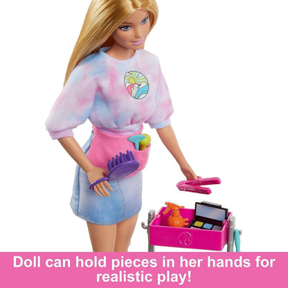Barbie “Malibu” Stylist Doll & 14 Accessories Playset, Hair & Makeup Theme with Puppy & Styling Cart - Jaiman Toys