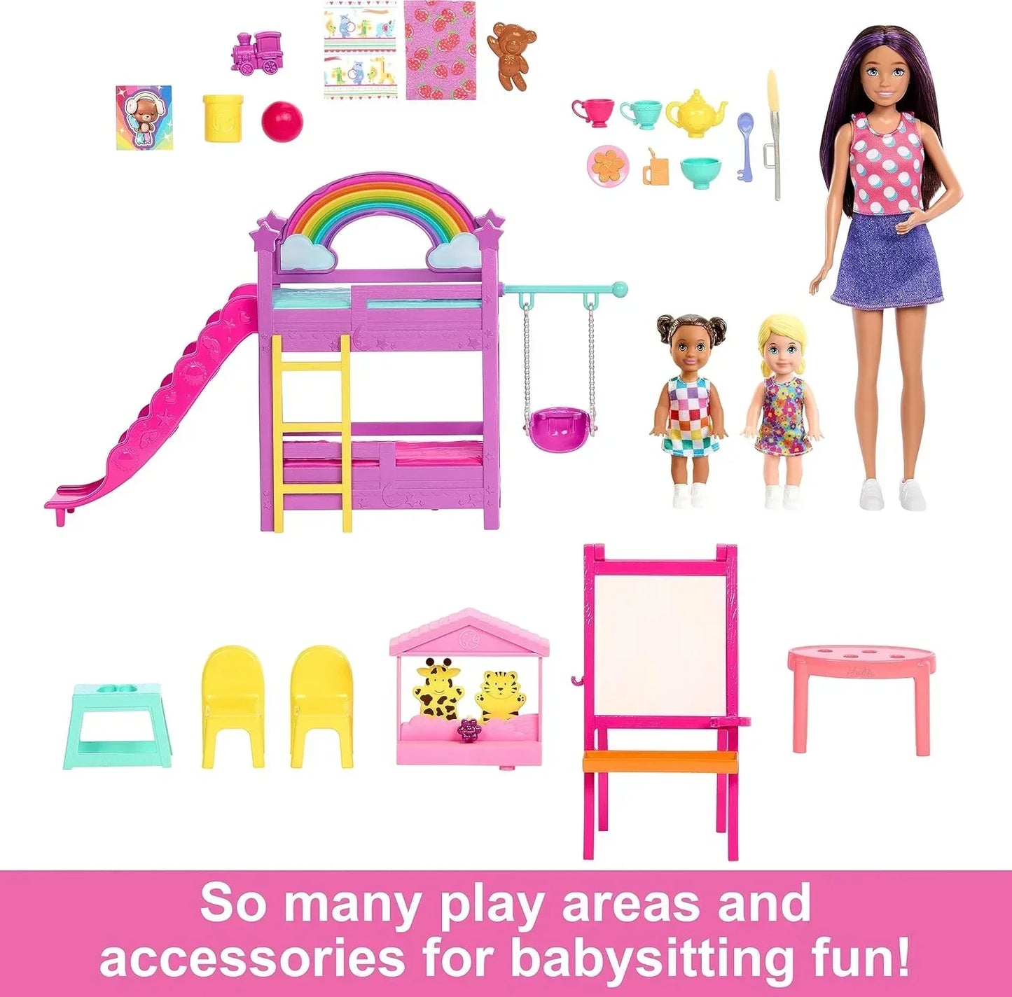 Barbie Skipper Babysitters Inc.™ Ultimate Daycare Playset with 3 Dolls, Furniture & 15+ Accessories, Includes Bunk Beds & Color-Change Easel - Jaiman Toys
