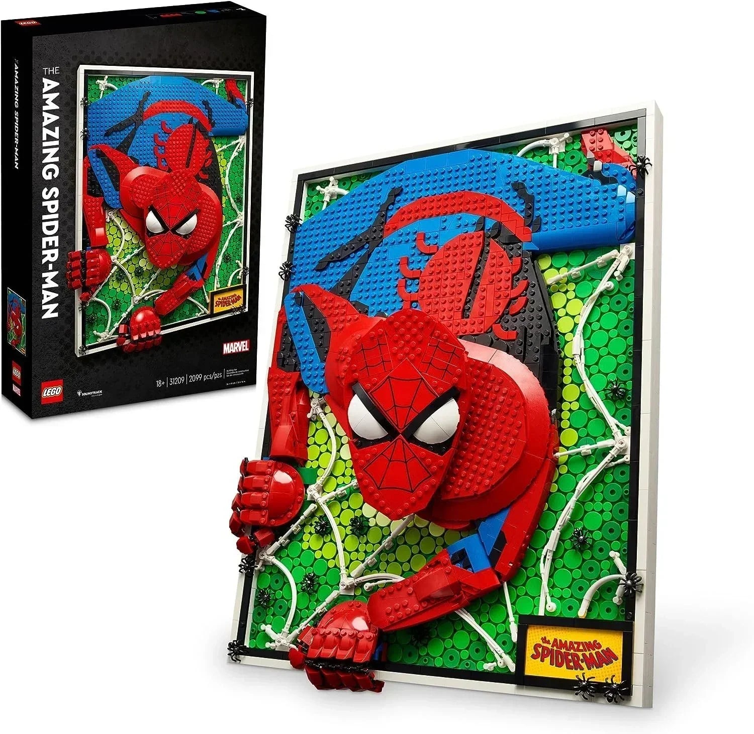 BOX DAMAGE - LEGO Art The Amazing Spider-Man 31209 Build &amp; Display Home Decor Wall Art Kit, Nostalgic Super Hero Gift for Adults or Back to School Gift for Teen Spider-Man Fans - Jaiman Toys