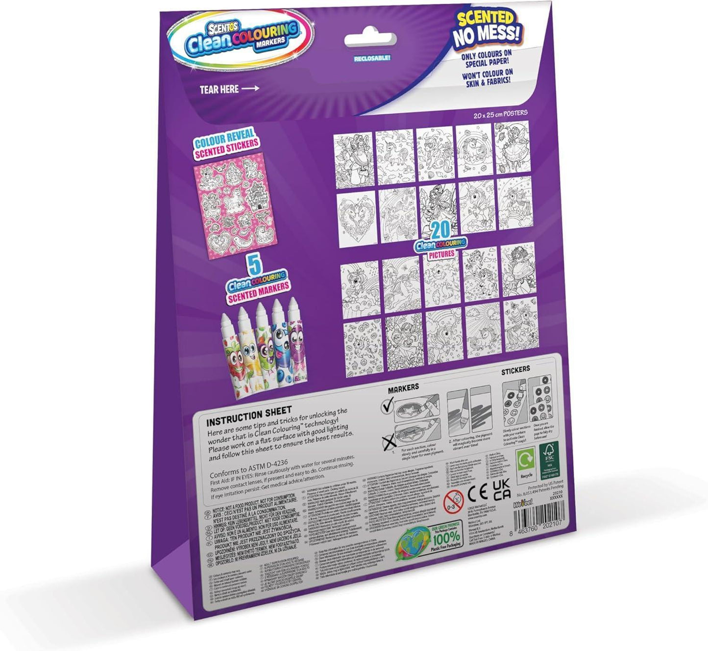 Scentos CleanColouring Markers Enchanted Set Mess Free Scented Coloring Fun - Jaiman Toys