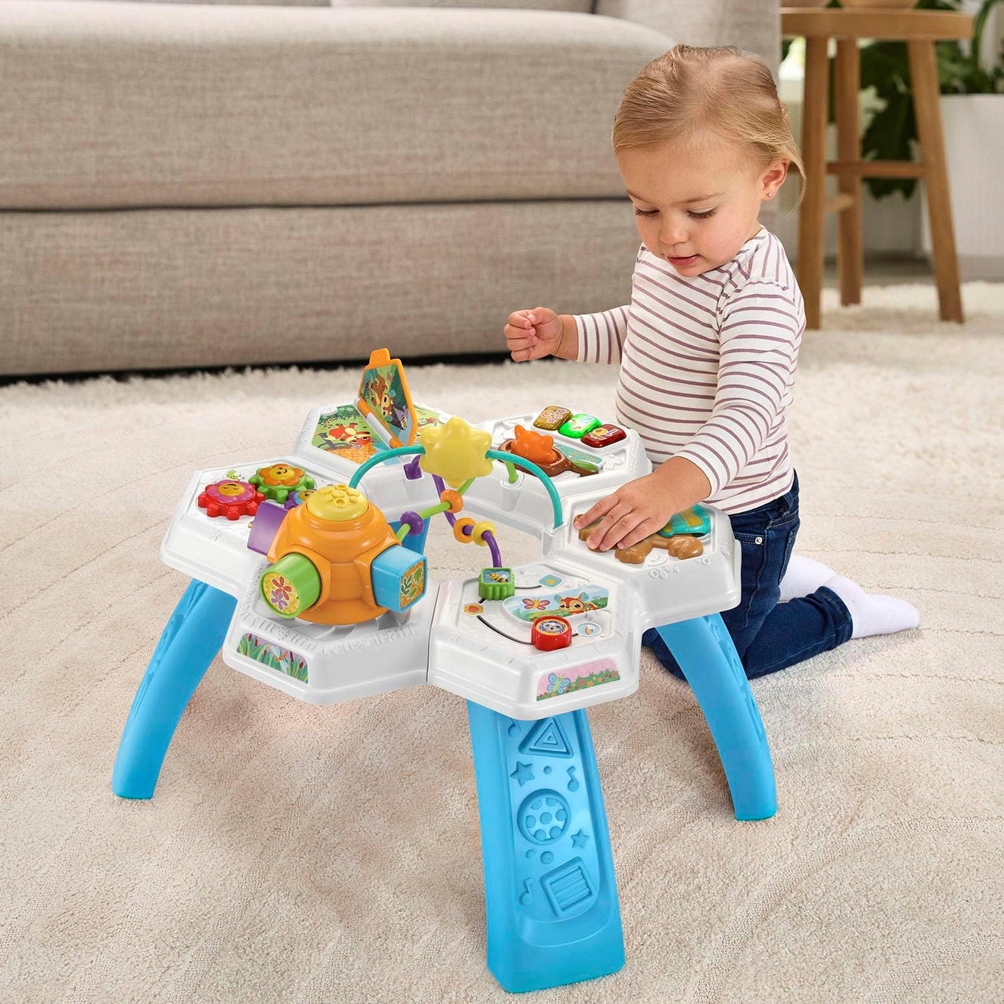 VTech Buzz and Learn Activity Table | Interactive Learning Activity Center with Lights, Sounds & Music | Blue