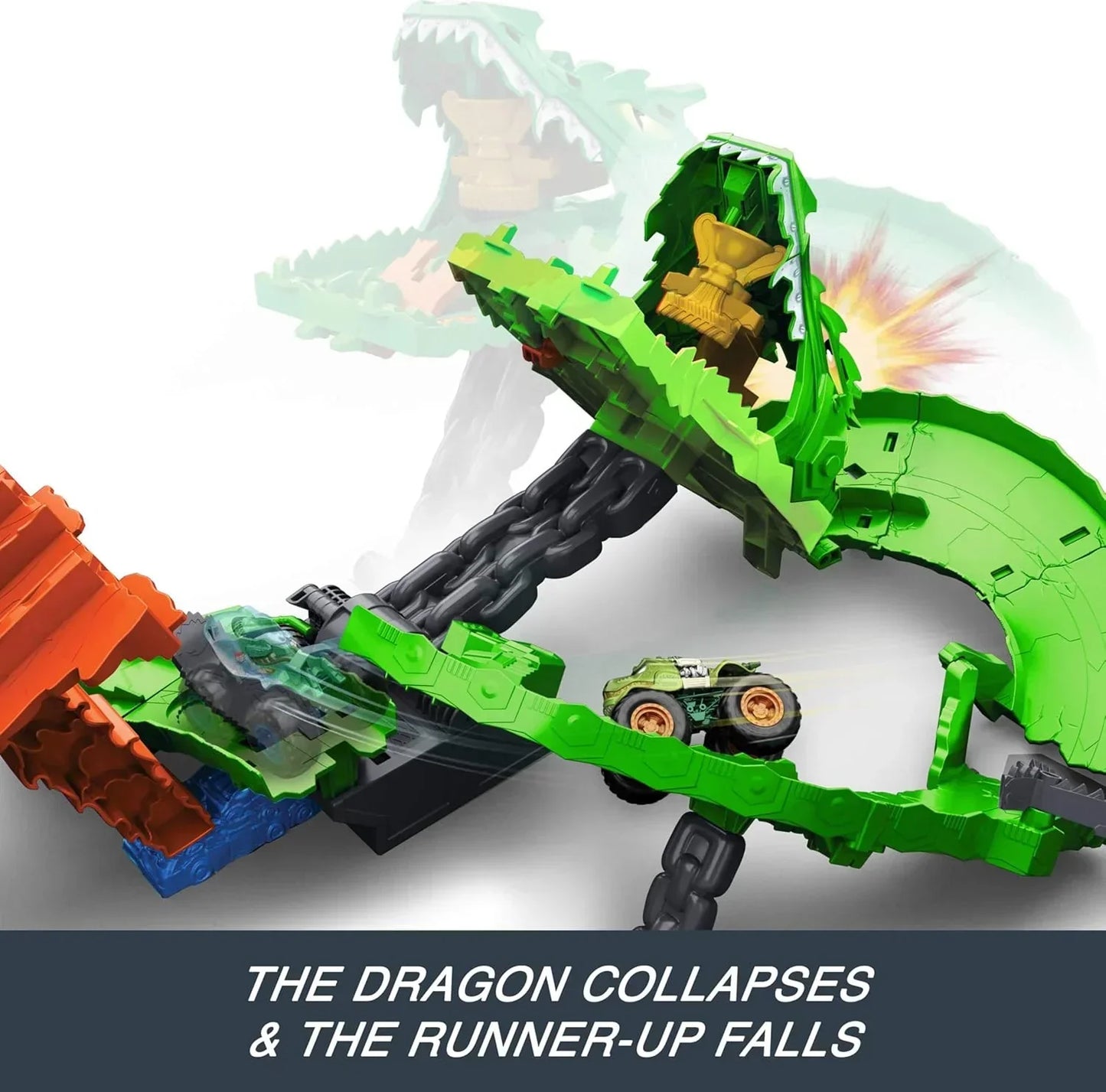 Hot Wheels Monster Trucks – Sharks vs. Dinos Dragon Destruction Playset
