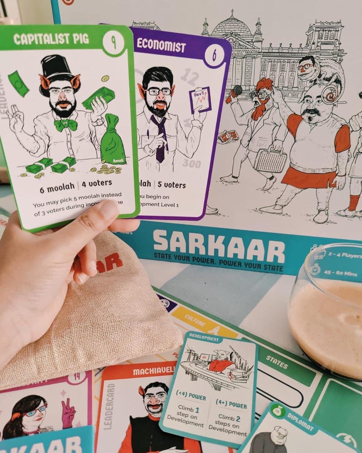 Wisdom Games Sarkaar: The Political Strategy Board Game 45-60 Mins Playtime | Fun, Cheeky Strategy Game | 2-4 Players Age 12+ - Jaiman Toys