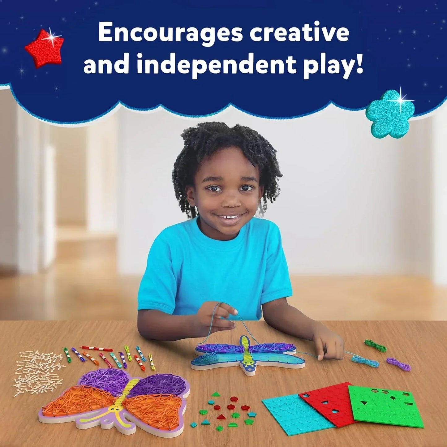 Skillmatics Art & Craft Activity - Super Strings Bugs & Butterflies, Mess-Free Art for Kids, Craft Kits & Supplies, DIY Creative Activity, Gifts for Boys & Girls Ages 6, 7, 8, 9, 10, 11, 12 - Jaiman Toys