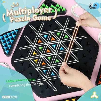 Triangle Chess Triggle Rubber Band Strategy Board Game | STEM Geoboard Puzzle for Kids & Adults | 2–4 Player Family Brain Teaser