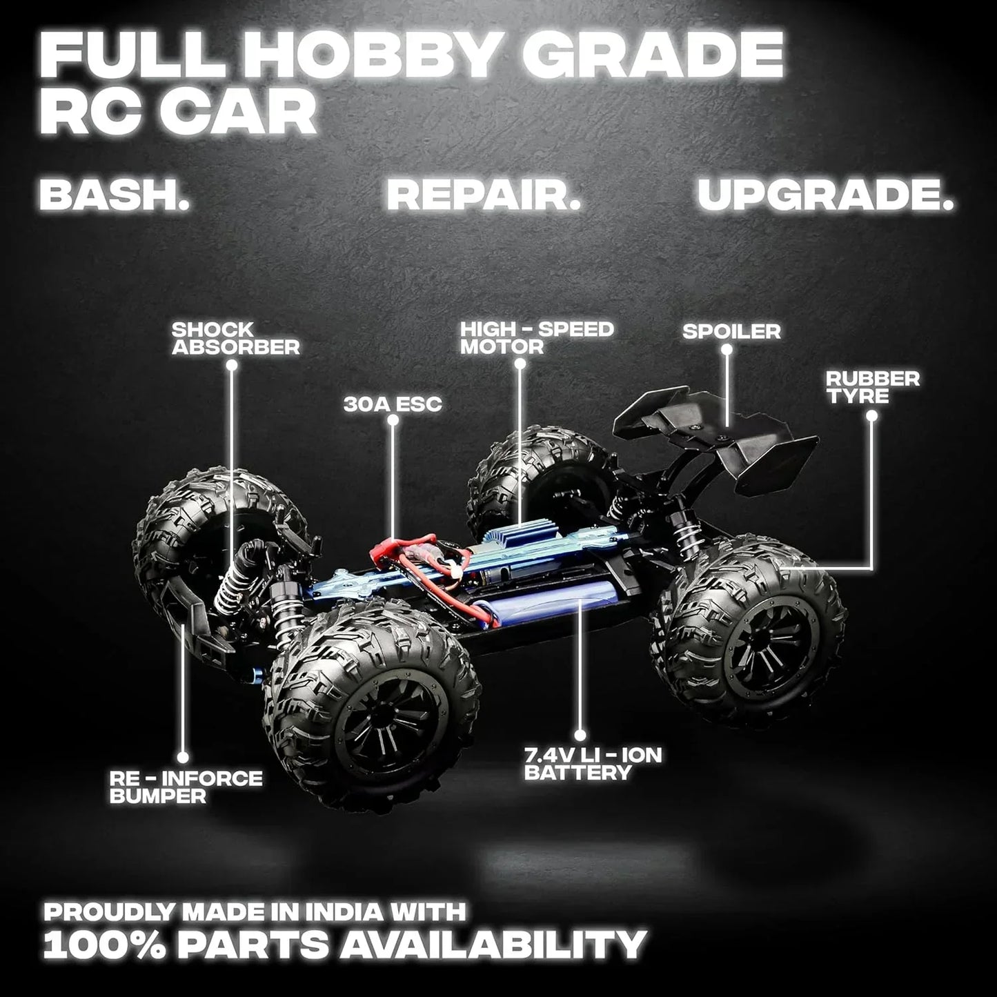 Tygatec 1:16 All Terrain Supersonic Rc Car, 45 Kph High Speed Remote Control Car with 2.4 Ghz Control, Electric Vehicle Off-Road Truck, 4X4 Wheel Drive : Hobby Car - Jaiman Toys